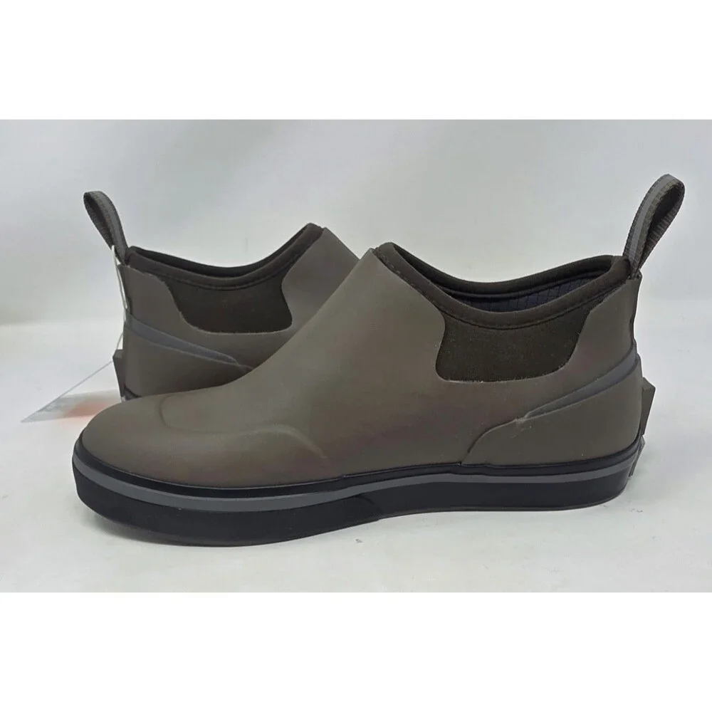 HISEA Waterproof Low-Top Deck Boots Voyager Slip Mens Size 10 Olive Green Rubber